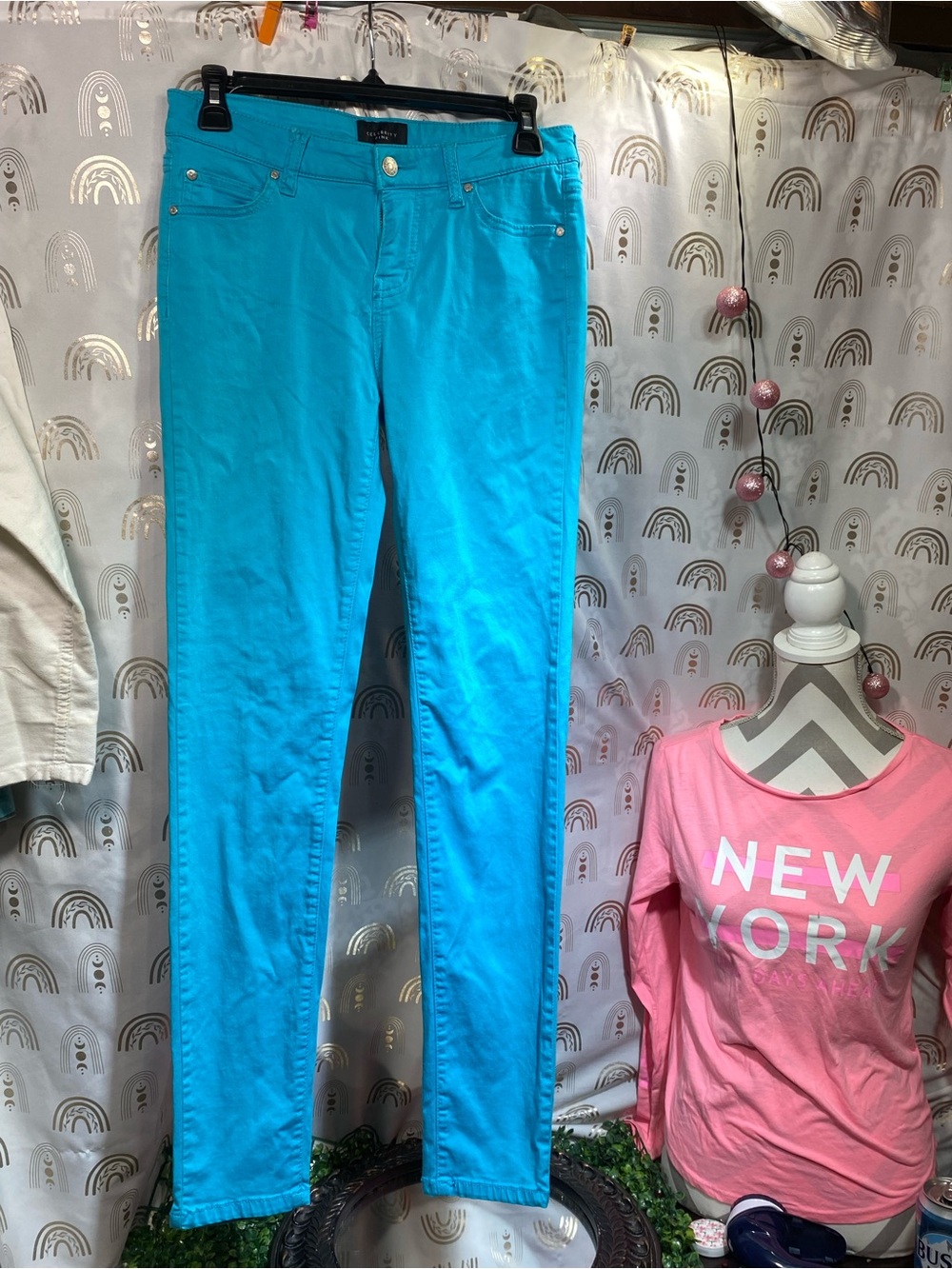 Celebrity Pink Bright Turquoise Skinny Jeans